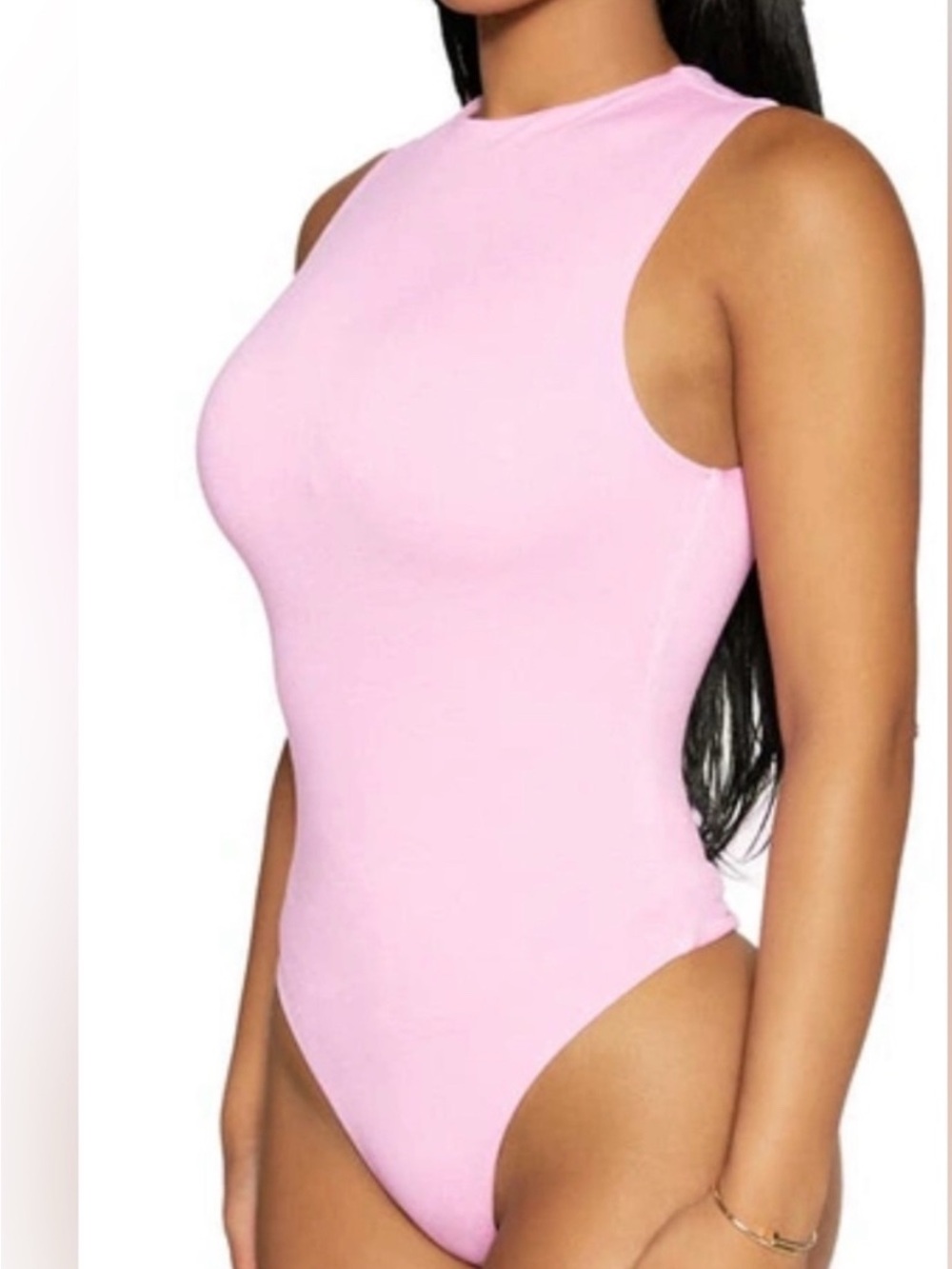 Naked Wardrobe- The New Sleeveless Bodysuit - Soft Velour Texture